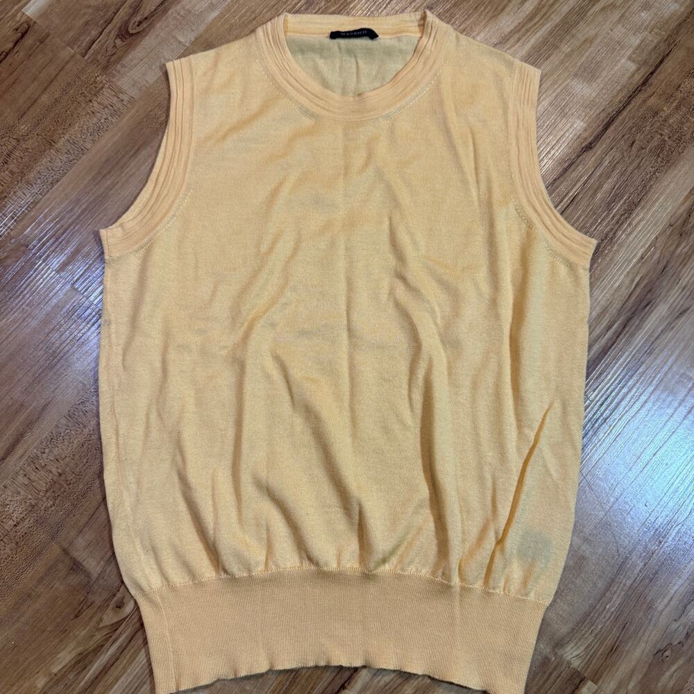 Manrico Silk Cashmere Goldenrod Yellow Luxury Knit Old Money Business Vest S